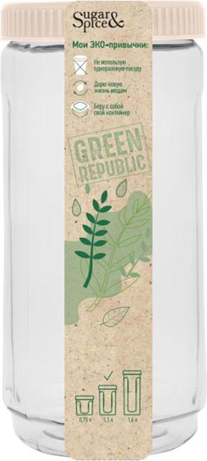 Банка для сыпучих продуктов Green Republic 1,1л лён (12шт)