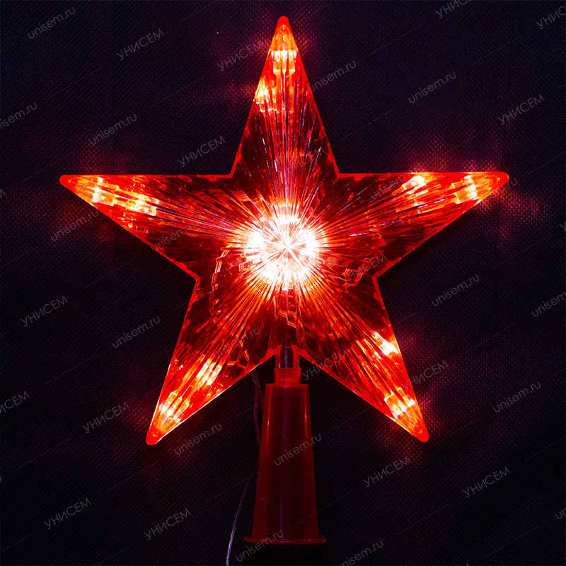 Гирлянда макушка звезда LED 16 см 10 л КРАСНАЯ (100 шт)