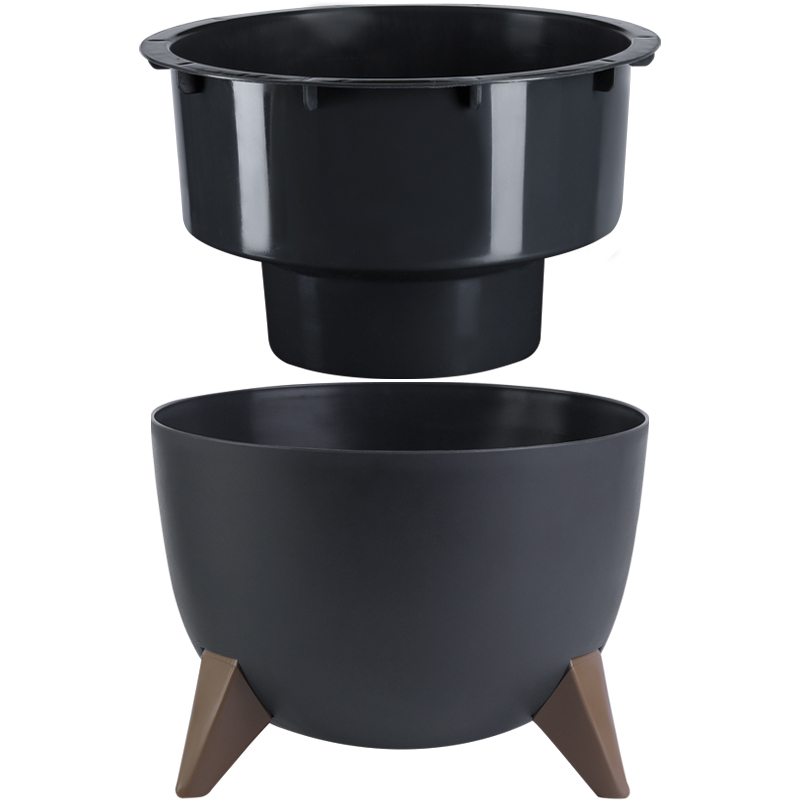 Кашпо Грация 2л Антрацит со вставкой Турция (уп.12)