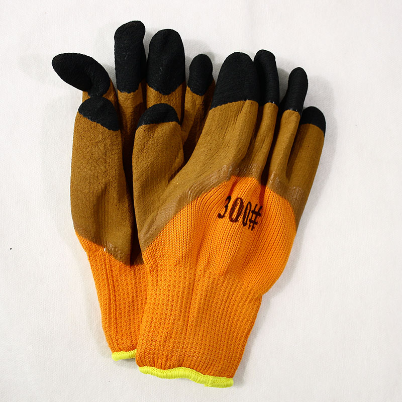 Перчатки акриловые утепленные с латексным покрытием Оранж КРАТНО 10  (уп.480)