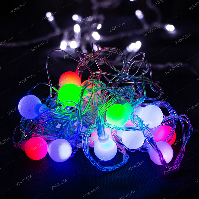 Гирлянда LED (18л) шарик цветн.лампочка (60 шт)