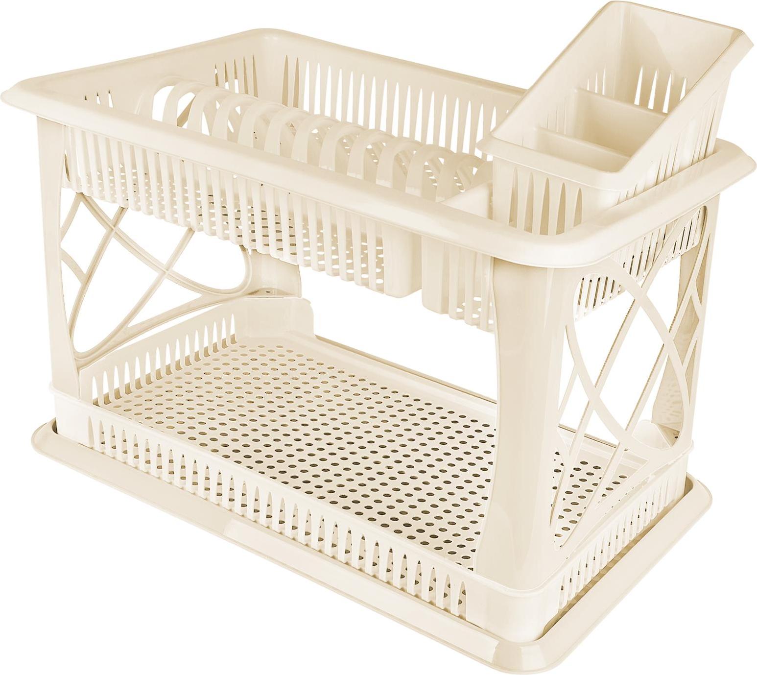 Сушилка для посуды 2-х ярусная 490х175х325мм шоколадный мокко (уп.7)