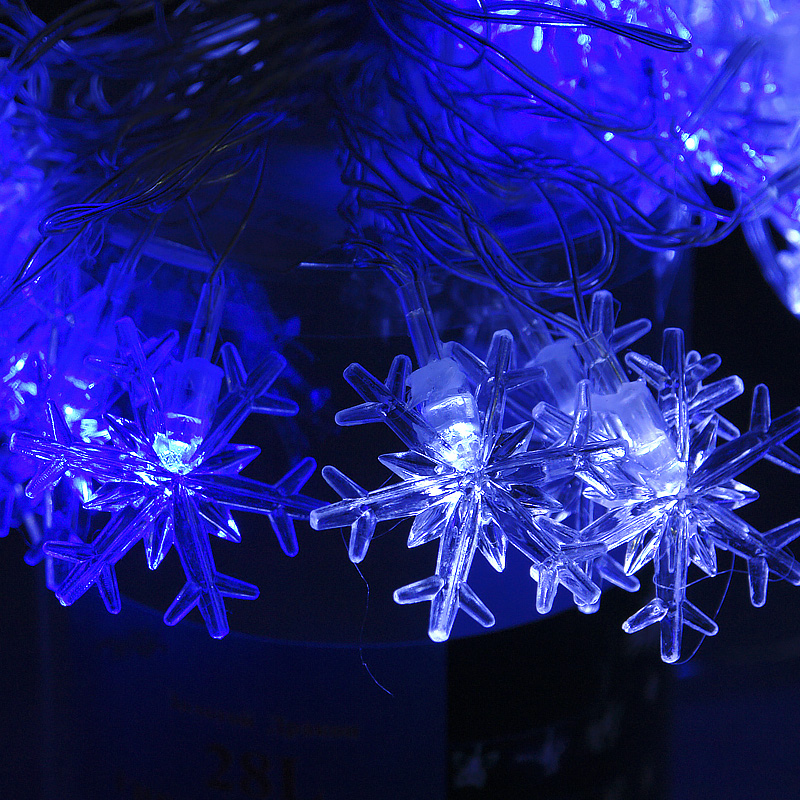 Гирлянда LED (18л) снежинка (белый/синий) (60 шт)