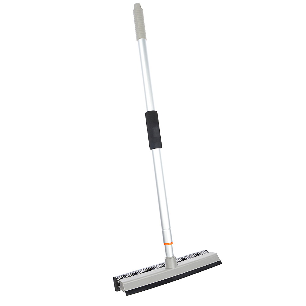 Окномойка с телескопической ручкой 111см, с резин.держателем, серая (уп.50)