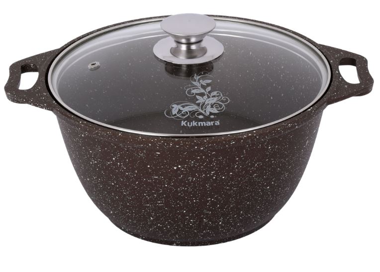 Кастрюля 2л стеклянная крышка АП Мрамор кофейный (уп.3)