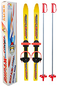 Лыжи детские "Вираж-спорт" пластик, дл.100см, с универс.креплением с палками 100см (в коробке)