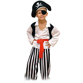 Костюм карнавальный Пират рост 122 см, полиэстер (шляпа,повязка,рубашка, пояс,штаны)