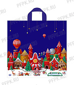 Пакет с петлевой ручк.Волшебный городок 44х42+3 (70мкм) ПВД (кратно 10) цена за 1шт