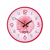 Часы настенные Centek <Flower> (гербера) 23 см диам., круг, шаговый ход, кварцевый механизм (10 шт)