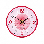 Часы настенные Centek <Flower> (гербера) 23 см диам., круг, шаговый ход, кварцевый механизм (10 шт)
