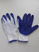Перчатки Нейлоновые обливные Белые с синим КРАТНО 12 пар, цена за 1 пару (860пар)