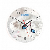 Часы настенные Centek <Cat> (кот) 25 см диам., круг, ПЛАВНЫЙ ХОД, кварцевый механизм (10 шт)