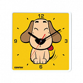 Часы настенные Centek <Dog> (щенок) 25х25см, квадрат, шаговый ход, кварцевый механизм