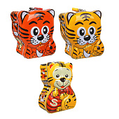 Копилка Тигренок 15х12х7,5см с замочком, жесть (3шт)