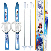 Лыжи детские "Олимпик-Спорт" Мишки дл.66см, мягкое пластик. крепление, с палками 75см,сетка (12шт)