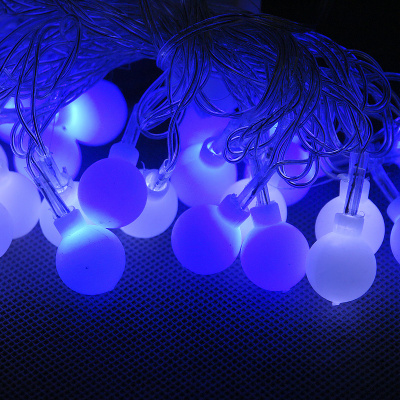 Гирлянда LED (18л) шарик (белый/синий) (60 шт)