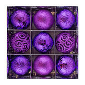 Набор шаров 8см 9шт фиолетовый (уп.32)