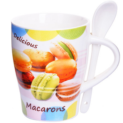 Кружка 340мл MACARONS с ложкой LR (уп.36)