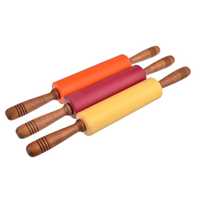 Скалка 43х5см силиконовая, 3 цвета (уп.36)