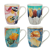 Кружка 340мл Пальметта, фарфор, 4 дизайна (уп.48)#