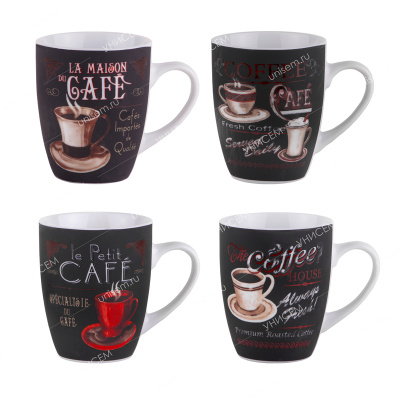 Кружка 340мл Бочка Бариста микс (уп.48)